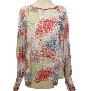 Lucky Brand spring flower print long sleeve top size Large